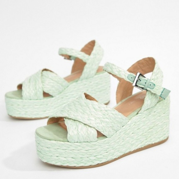 ASOS Thierry Raffia Mint Wedges - Picture 2 of 7